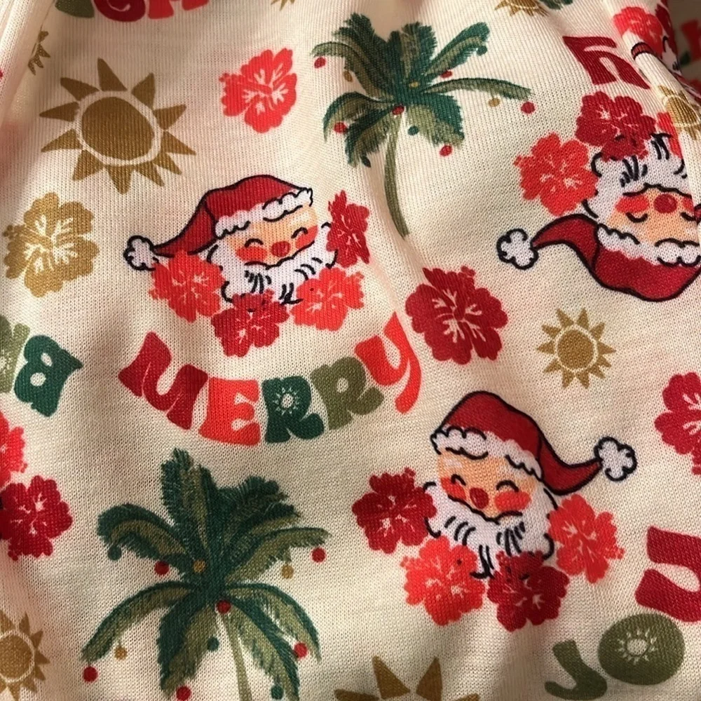 🆕Boys Santa Holiday Pajama 2-Piece Set Red and Cream Size 4